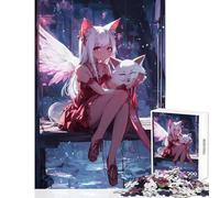 Puzzle per ragazzi da 1000 pezzi con angelo e volpe che si abbracciano gioco educativo modello da assemblare decorazione da parete per rafforzare l'amore tra le coppie (50x75cm)