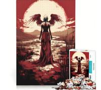 Puzzle per ragazzi da 1000 pezzi con angelo rosso e bianco antistress sfida impegnativa per rafforzare l'amore tra le coppie 38x52cm