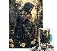 Puzzle per ragazzi da 1000 pezzi con angelo scheletrico in un campo Puzzle rilassante per le vacanze a casa ideale come regalo (dimensioni 38x52cm)