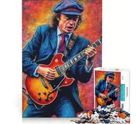 Puzzle per ragazzi da 1000 pezzi con Angus Young, chitarrista, un gioco rompicapo divertente e spiritoso, compleanni e Natale 50x75cm