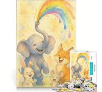 Puzzle per ragazzi da 1000 pezzi con animali ad acquerello e arcobaleno gioco rompicapo per genitori e figli regalo di compleanno 38x52cm