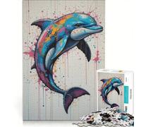 Puzzle per ragazzi da 1000 pezzi con animali che saltano e delfini, gioco impossibile, divertente antistress, ideale come regalo 50x75cm