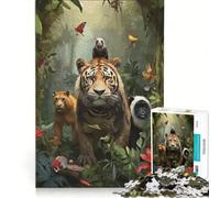 Puzzle per ragazzi da 1000 pezzi con animali della giungla, gioco rompicapo, stimolante da completare, regalo per amici e familiari 38x52cm