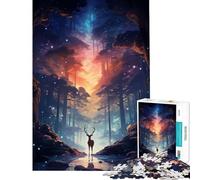 Puzzle per ragazzi da 1000 pezzi con animali selvatici nello spazio e cervi gioco rompicapo giocattolo educativo regalo per compleanni difficile (dimensioni 38x26cm)