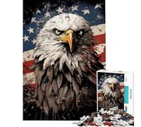 Puzzle per ragazzi da 1000 pezzi con aquila e bandiera americana Aiuta ad allenare la mente Sfida impegnativa Gioco per famiglie Adatto a partire dai 14 anni (38x52cm)