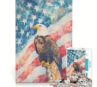 Puzzle per ragazzi da 1000 pezzi con aquile calve, tema patriottico, gioco rompicapo, impegnativo da completare, ideale come regalo per tutta la famiglia 50x75cm