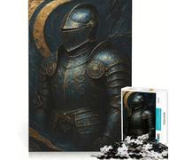 Puzzle per ragazzi da 1000 pezzi con armatura da cavaliere blu e oro, giocattolo antistress, rilassante per la mente, compleanni e occasioni speciali 38x26cm