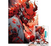 Puzzle per ragazzi da 1000 pezzi con arte digitale Oni rossa Puzzle per adulti gioco per famiglie migliora la memoria ideale come regalo (dimensioni 38x52cm)