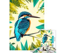 Puzzle per ragazzi da 1000 pezzi con arte moderna martin pescatore su un ramo d'albero Gioco educativo stimolante ideale come regalo di Babbo Natale segreto divertente e spiritoso (dimensioni 38x26cm)