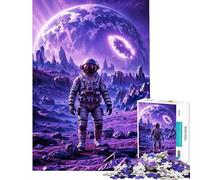 Puzzle per ragazzi da 1000 pezzi con astronauta alieno pianeta e cielo viola Gioco interattivo ideale come regalo di compleanno o per tutta la famiglia (dimensioni 38x26cm)