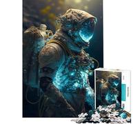 Puzzle per ragazzi da 1000 pezzi con astronauta blu luminoso gioco fai-da-te per il divertimento in famiglia sfida stimolante per tutta la famiglia (50x75cm)