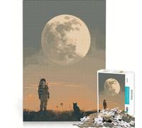 Puzzle per ragazzi da 1000 pezzi con astronauta che osserva il cielo e la luna, gioco impossibile, sfida difficile, compleanno e altre occasioni 38x26cm