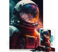 Puzzle per ragazzi da 1000 pezzi con astronauta che osserva il mondo Incastri fluidi,divertente attività per la mente,gioco rilassante,regalo di Natale per il tempo libero (38x52cm)