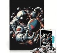 Puzzle per ragazzi da 1000 pezzi con astronauta e Terra in stile pop art, gioco impossibile, sfida difficile, compleanno e altre occasioni 38x26cm