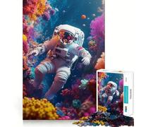 Puzzle per ragazzi da 1000 pezzi con astronauta nella barriera corallina,incastri lisci,divertente,gioco stimolante per la mente,rilassante,regalo di compleanno (38x52cm)
