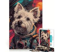 Puzzle per ragazzi da 1000 pezzi con astronauta,terrier spaziale e incastri lisci Divertente attività per la mente,gioco rilassante,regalo di Natale per il tempo libero (50x75cm)