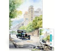 Puzzle per ragazzi da 1000 pezzi con auto ad acquerello,incastro preciso,logica,gioco divertente e tranquillo,ideale per compleanni e attività artistiche (50x75cm)