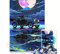 Puzzle per ragazzi da 1000 pezzi con auto d'epoca sotto la luna piena un rompicapo divertente e spiritoso compleanni e Natale 38x26cm