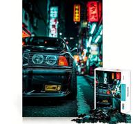 Puzzle per ragazzi da 1000 pezzi con auto in un paesaggio urbano al neon,pezzi a incastro,gioco divertente e tranquillo,ideale per compleanni e attività artistiche (38x52cm)