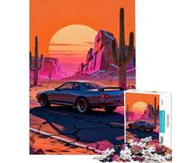 Puzzle per ragazzi da 1000 pezzi con auto retrò in un paesaggio desertico Attività divertenti da fare a casa ma anche un gioco divertente e umoristico per tutta la famiglia dai 14 anni in su 50x75cm
