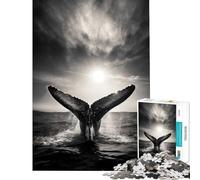Puzzle per ragazzi da 1000 pezzi con balena che emerge dall'acqua giocattolo educativo gioco impossibile taglio di precisione regalo di Babbo Natale segreto (dimensioni 38x52cm)
