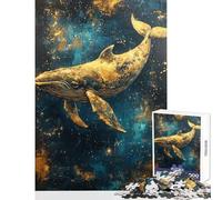 Puzzle per ragazzi da 1000 pezzi con balena dorata nello spazio Puzzle per adulti giocattolo decorativo da parete attività divertenti di analisi e logica da fare a casa (dimensioni 38x52cm)