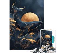 Puzzle per ragazzi da 1000 pezzi con balena kintsugi e luna dorata attività divertenti da fare a casa giocattolo educativo per ragazzi dai 14 anni in su (38x26cm)