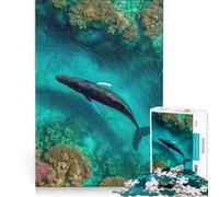 Puzzle per ragazzi da 1000 pezzi con balena megattera in volo sopra la barriera corallina, giochi per famiglie, assemblaggio di modelli, per rafforzare l'amore tra le coppie 50x75cm