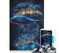 Puzzle per ragazzi da 1000 pezzi con balena paesaggio urbano e notte stellata gioco per famiglie assemblaggio di motivi per rafforzare l'amore tra le coppie 38x52cm