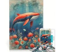 Puzzle per ragazzi da 1000 pezzi con balena rossa sott'acqua giochi per famiglie decorazione perfetta collezione d'artista belle arti 38x26cm