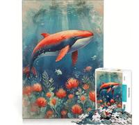Puzzle per ragazzi da 1000 pezzi con balena rossa sott'acqua gioco educativo per divertimento in famiglia regalo di compleanno regalo di viaggio 38x52cm