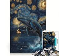 Puzzle per ragazzi da 1000 pezzi con balena sotto una notte stellata un rompicapo divertente e spiritoso compleanni e Natale 38x52cm