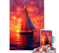 Puzzle per ragazzi da 1000 pezzi con barca a vela al tramonto sull'oceano Gioco interattivo per ragazzi decorazione da parete difficile e stimolante (dimensioni 38x52cm)