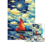 Puzzle per ragazzi da 1000 pezzi con barca a vela sotto un cielo vorticoso Puzzle per adulti rompicapo analisi e logica amici e familiari (dimensioni 38x52cm)