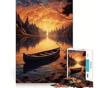 Puzzle per ragazzi da 1000 pezzi con barca al tramonto,disegno dai bordi precisi,gioco di concentrazione,regalo,gioco rilassante,scena natalizia 38x52cm