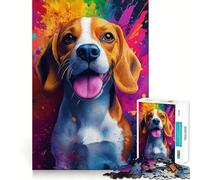 Puzzle per ragazzi da 1000 pezzi con beagle e schizzi di colore,pezzi ben definiti,gioco intelligente,regalo,gioco per il tempo libero,scena natalizia (50x75cm)