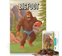 Puzzle per ragazzi da 1000 pezzi con Bigfoot,criptide che gioca a calcio,disegno finemente ritagliato,attività stimolante per la mente,momento di relax,regalo di Natale rilassante (50x75cm)