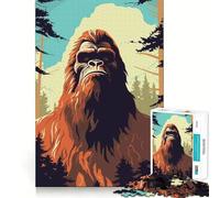 Puzzle per ragazzi da 1000 pezzi con Bigfoot,grafica vettoriale semplice,taglio di alta qualità,divertente,logica,gioco di abilità,gioco facile,decorazione natalizia (38x26cm)