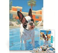 Puzzle per ragazzi da 1000 pezzi con Boston Terrier di Hollywood gioco educativo migliora la memoria regalo di compleanno regalo 38x26cm