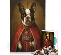 Puzzle per ragazzi da 1000 pezzi con Boston Terrier e il Papa, gioco rilassante, analisi e logica, per migliorare l'amore tra le coppie 38x52cm