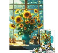 Puzzle per ragazzi da 1000 pezzi con bouquet di girasoli e casetta Puzzle per adulti gioco per famiglie migliora la memoria ideale come regalo (dimensioni 38x52cm)