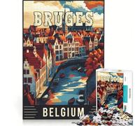 Puzzle per ragazzi da 1000 pezzi con Bruges in Belgio, gioco educativo, migliora la memoria, regalo di compleanno, regalo, 38x52cm