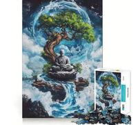 Puzzle per ragazzi da 1000 pezzi con Buddha in meditazione,bordi perfetti,divertente gioco mentale,regalo,accogliente e divertente,decorazione natalizia da parete (50x75cm)