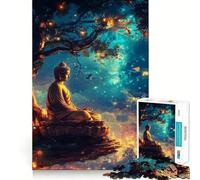 Puzzle per ragazzi da 1000 pezzi con Buddha in meditazione,ritaglio preciso,decorazione creativa e divertente,gioco di pace,pezzo d'arte natalizio (38x52cm)