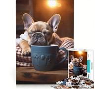 Puzzle per ragazzi da 1000 pezzi con bulldog francese caffè e cane ideale per rilassarsi ridurre lo stress perfetto come regalo di compleanno o per occasioni speciali 50x75cm