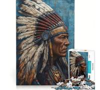 Puzzle per ragazzi da 1000 pezzi con busto di capo nativo americano gioco pratico per divertimento in famiglia ideale come regalo per tutta la famiglia 38x26cm