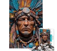 Puzzle per ragazzi da 1000 pezzi con busto di capo nativo americano gioco rompicapo per adulti ideale per passare il tempo durante le vacanze compleanno e Natale (dimensioni 38x26cm)