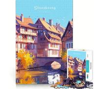 Puzzle per ragazzi da 1000 pezzi con canali di Strasburgo, incastro preciso, gioco di logica divertente e tranquillo, ideale per compleanni e attività artistiche (38x52cm)