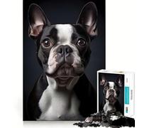 Puzzle per ragazzi da 1000 pezzi con cane Boston Terrier,giunture lisce,divertente attività per la mente,gioco rilassante,regalo di Natale per il tempo libero (50x75cm)