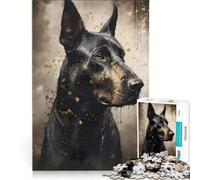 Puzzle per ragazzi da 1000 pezzi con cane Doberman Pinscher gioco rilassante antistress regalo di compleanno o unico 38x52cm